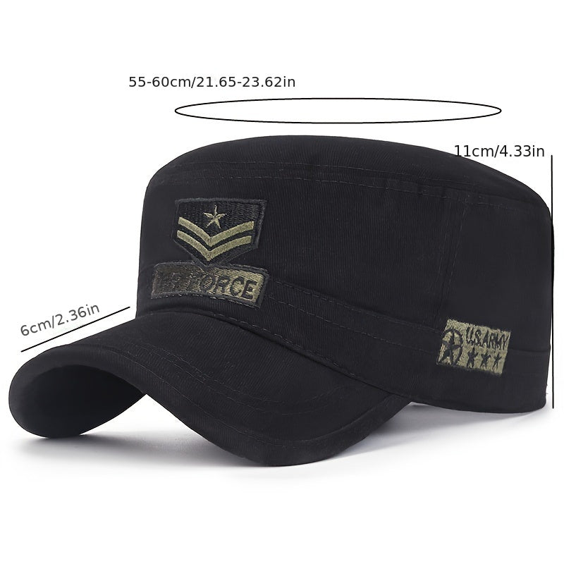 Men's Sunscreen Flat Top Hat Casual Cotton Embroidery Cap