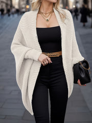 Batwing Sleeve Knit Cardigan Open Front Solid Sweater