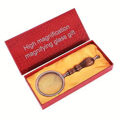 Vintage Magnifying Glass Wooden Handle Retro Handheld Magnifier