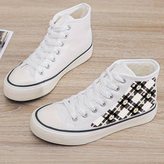 Girl's Floral High Top Skate Shoes with Plush Lining
