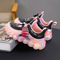 Girl's Rotating Buckle Running Shoes Soft Sole Sneakers
