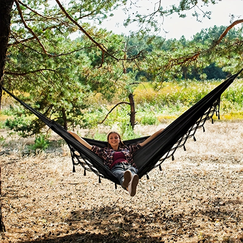 1pc Fringed Hammock With Straps for Outdoor Camping Travel
