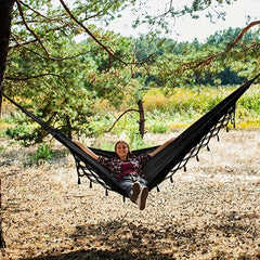1pc Fringed Hammock With Straps for Outdoor Camping Travel