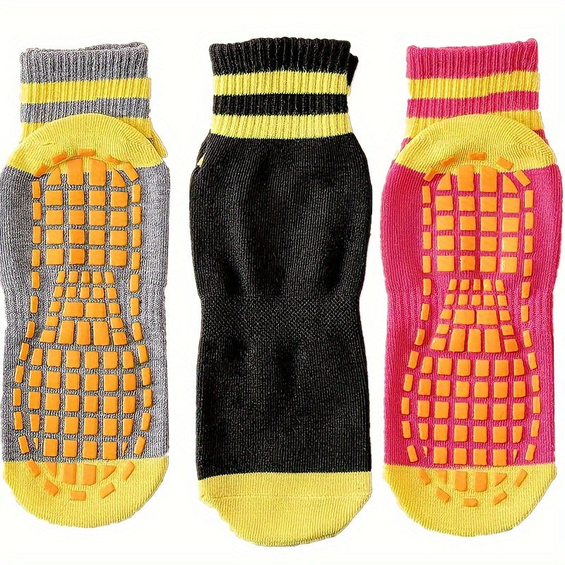3 Pairs Warm Non slip Floor Yoga Socks Soft Comfortable Medium Tube Socks