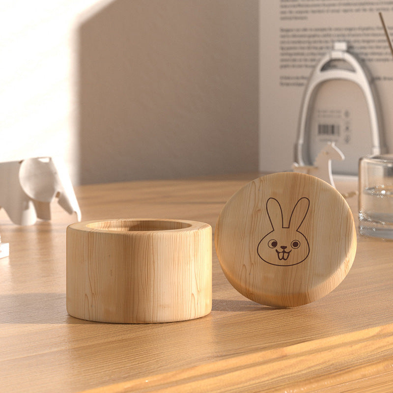 Wooden Tooth Storage Box Rabbit Keepsake for Teeth Rings Fetal Hair