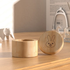 Wooden Tooth Storage Box Rabbit Keepsake for Teeth Rings Fetal Hair