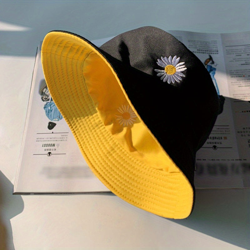 Small Daisy Double Sided Fisherman Hat Sun Visor Chrysanthemum Spring Summer