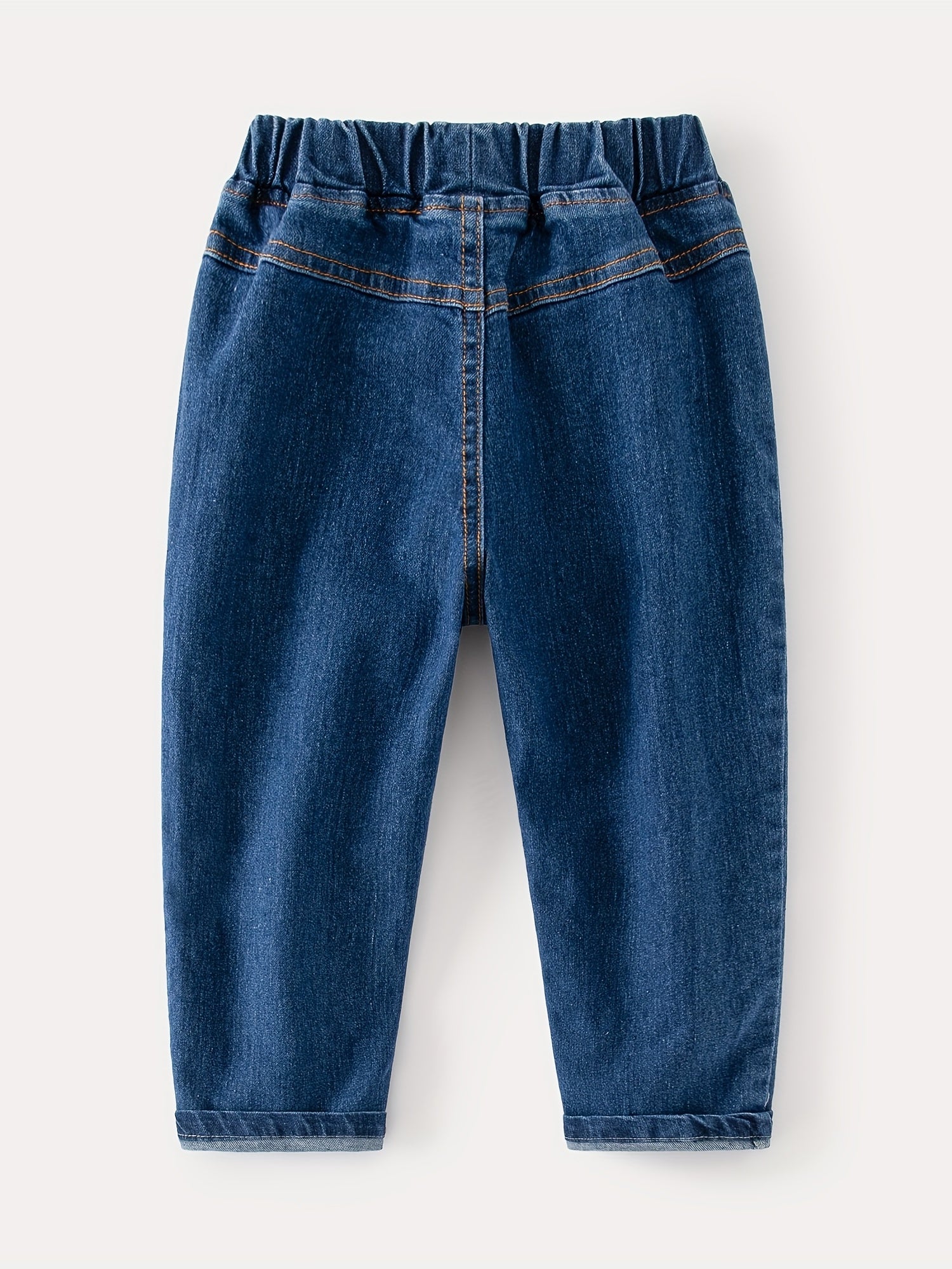 Girls Heart Embroidered Jeans Elastic Waist Casual Denim Pants