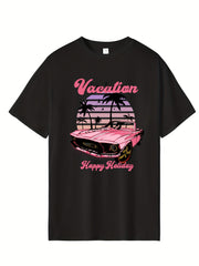 Men's Cartoon Hip Pop Print Tee Active Crew Neck Moisture Wicking T-shirt