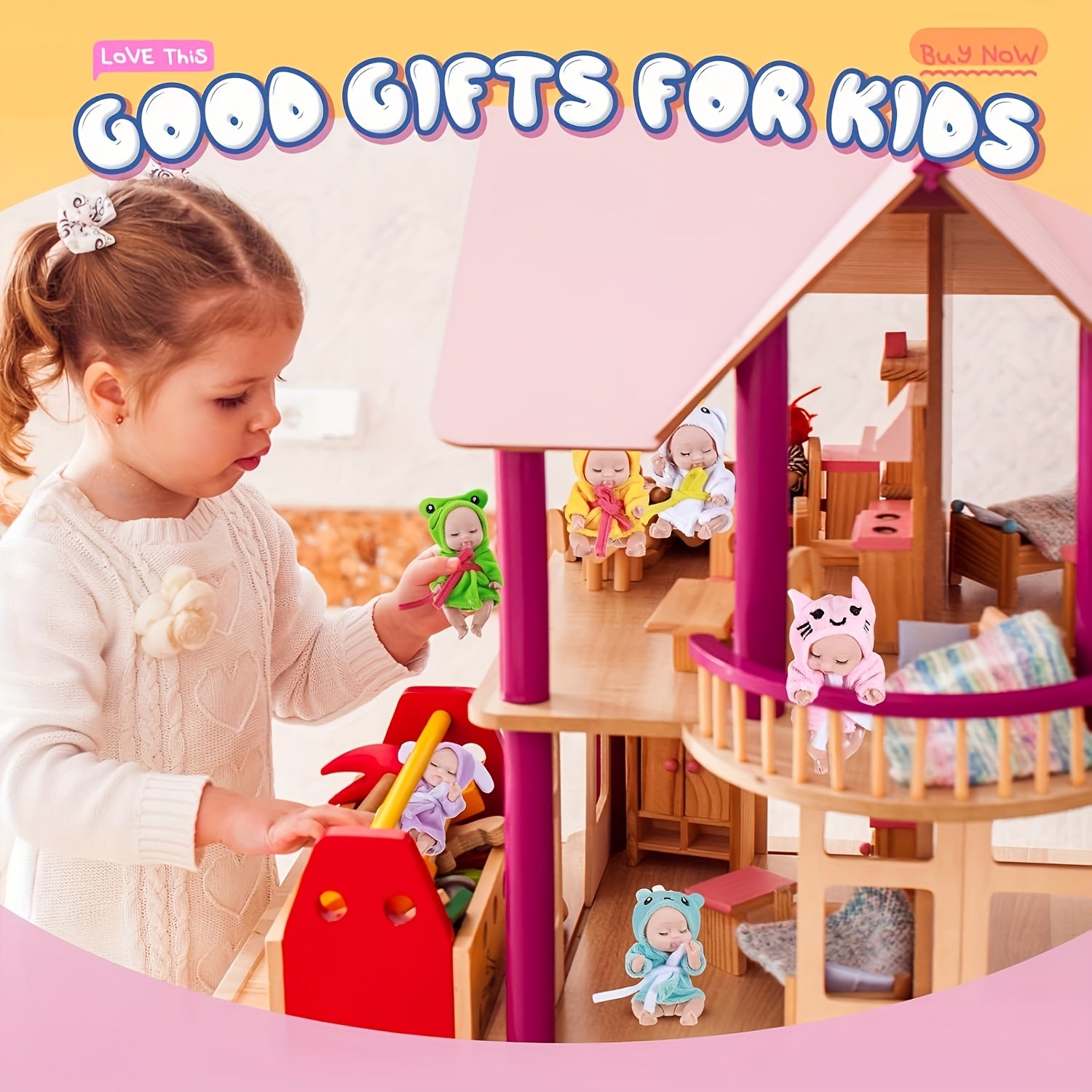 6 Pack Mini Baby Dolls 4 Inch Realistic Newborn Doll Set