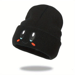 Smiling Face Embroidery Beanie Cartoon Knit Hat