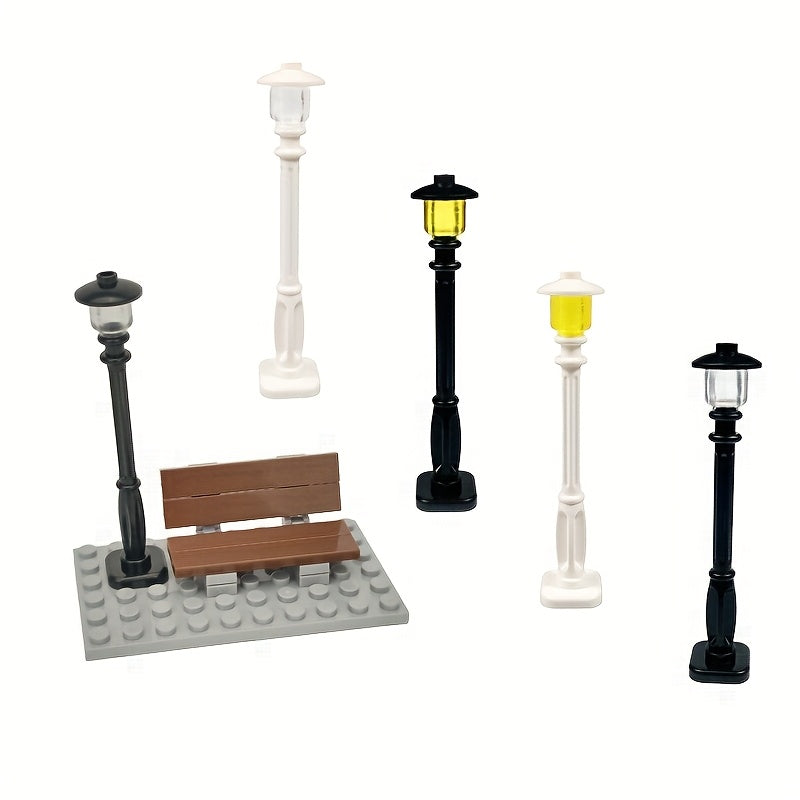 CITY Toy Chair & Street Lamp Assembly 3D Brick Wall Colorful Blocks