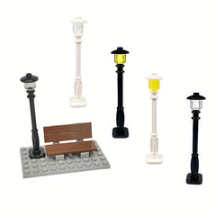 CITY Toy Chair & Street Lamp Assembly 3D Brick Wall Colorful Blocks