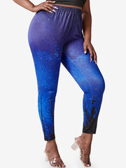 Women's Plus Galaxy & Tree Print Skinny Leggings