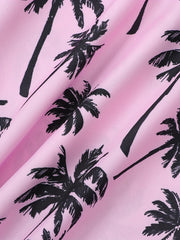 Hawaii Coconut Tree Graphic Print Boys Casual Summer Shirt