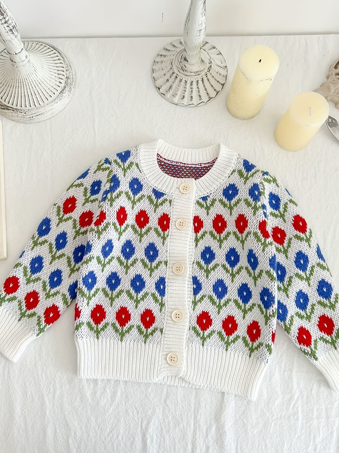 Baby Floral Knitted Coat for Fall Winter