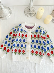 Baby Floral Knitted Coat for Fall Winter