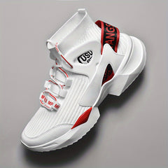 Men's High Top Knit Sneakers Lace Up Breathable