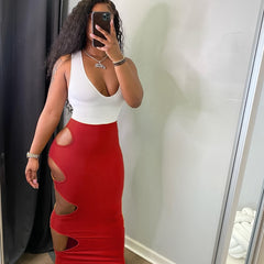 Maxi Skinny Skirt Solid High Waist for Party & Club Women