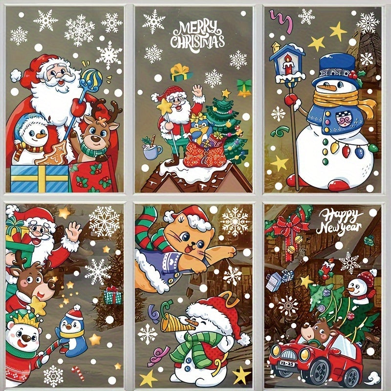 6pcs Christmas Window Sticker Dwarfs Snowflake Wall Stickers