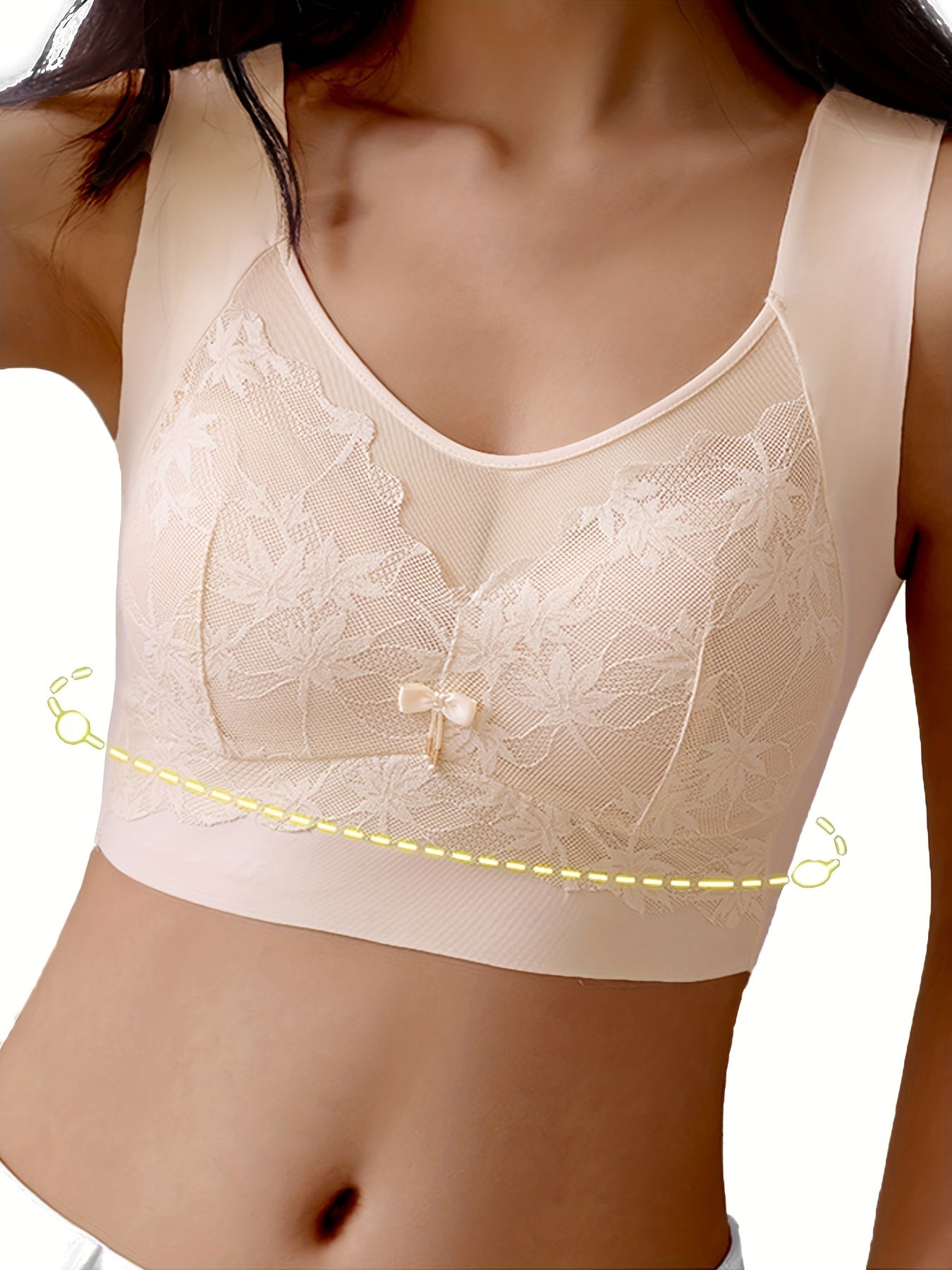 Floral Lace Full Coverage Sports Bra Wirefree Yoga Running Bra