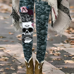 Skull Pattern Yoga Pants High Stretch Halloween Leggings
