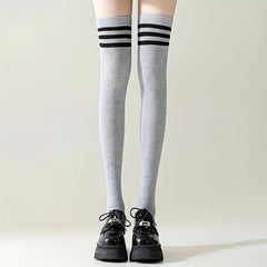 Striped Thigh High Socks Over The Knee All-match Stockings