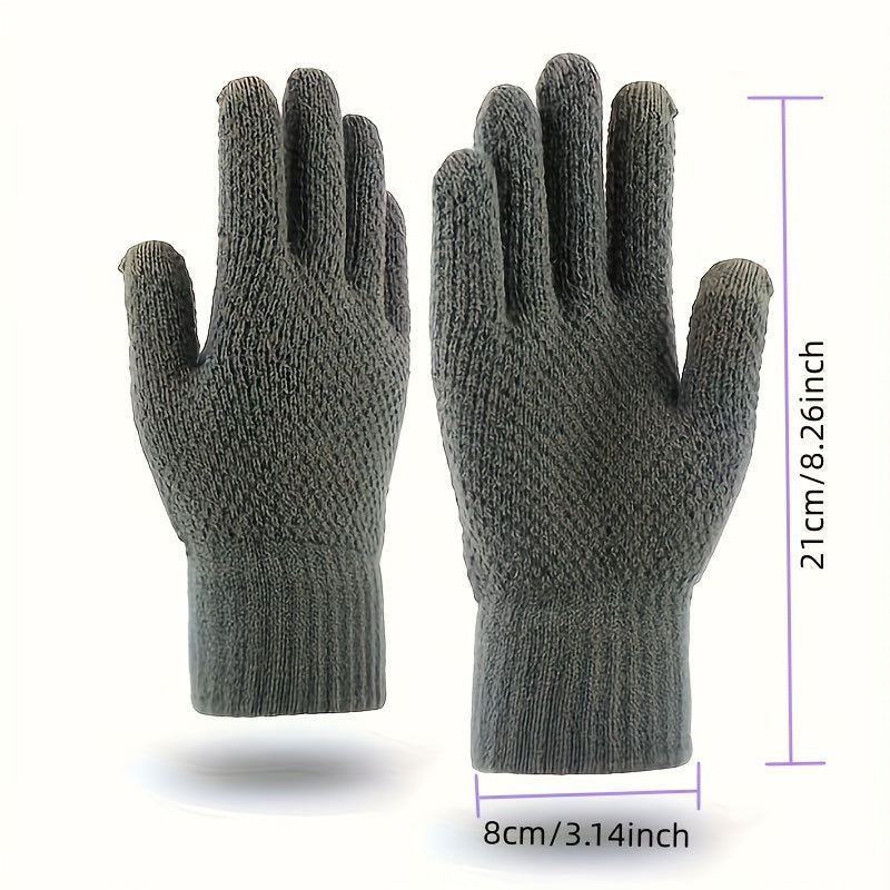 Knitted Pineapple Pattern Gloves for Men Women Non Slip Warm Gloves