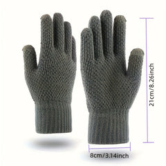 Knitted Pineapple Pattern Gloves for Men Women Non Slip Warm Gloves