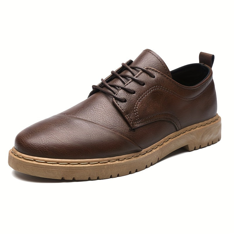 Men's PU Leather Derby Shoes Lace Up Front For Office Business Formal