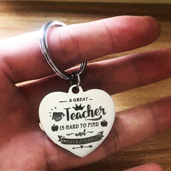 Great Teacher Keychain Heart Metal Key Ring Graduation Gift Teacher Appreciation