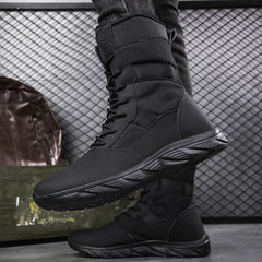 Men's Solid High Top Tactical Work Boots for Outdoor Hiking