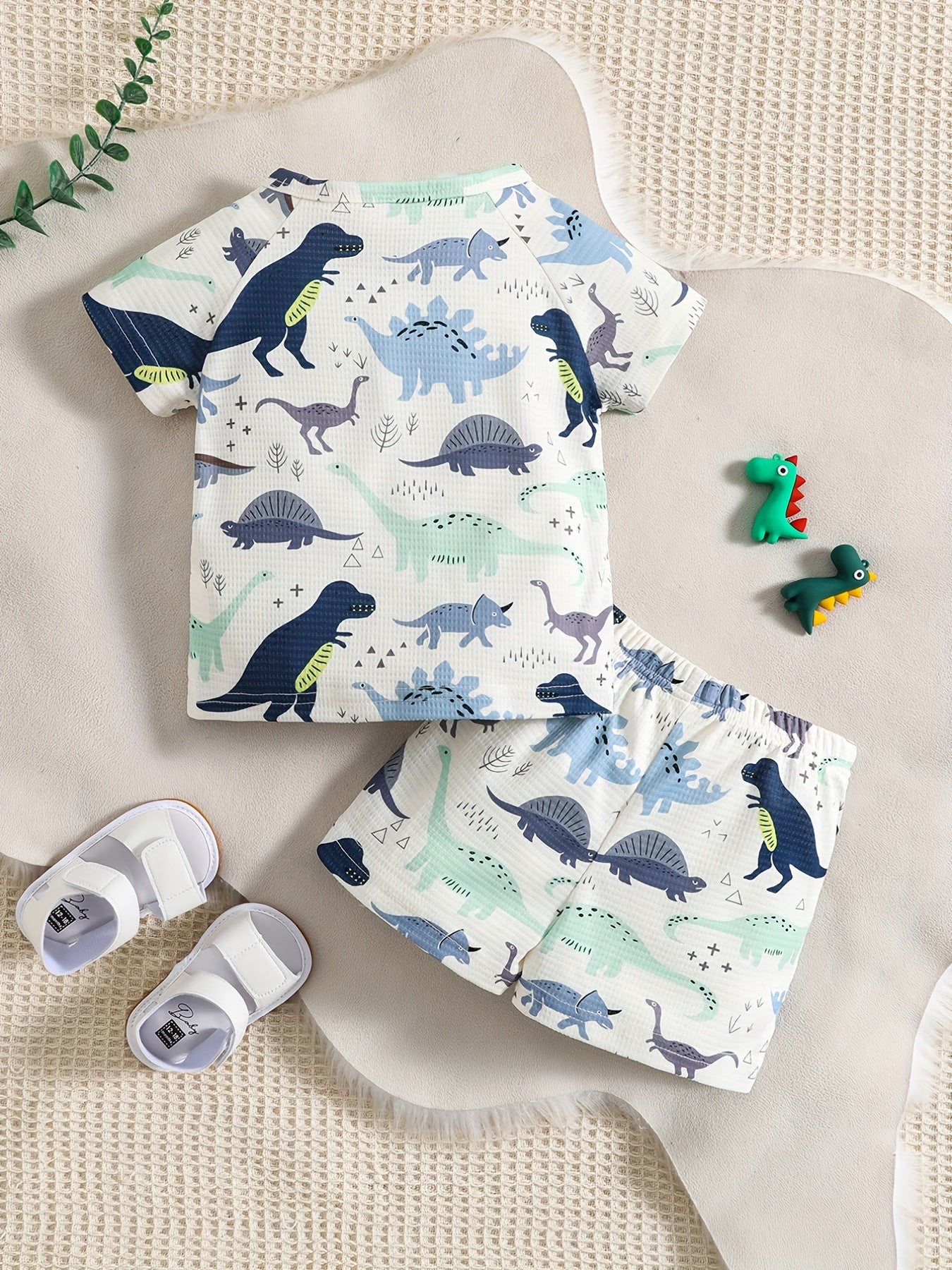 Baby Boys Dinosaur Print T Shirt & Shorts Set Soft Comfortable Top