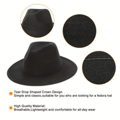 Unisex Wide Brim Woolen Gentleman Top Hat Soft
