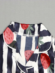 2pc Toddler Girls Strawberry & Stripe Pajama Set