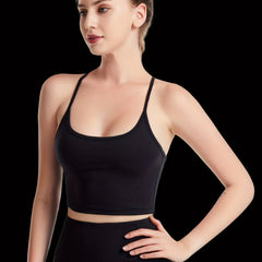 Solid Cami Sports Bra Fitness Running Outdoor Sports Cami Sleeveless Crop Top