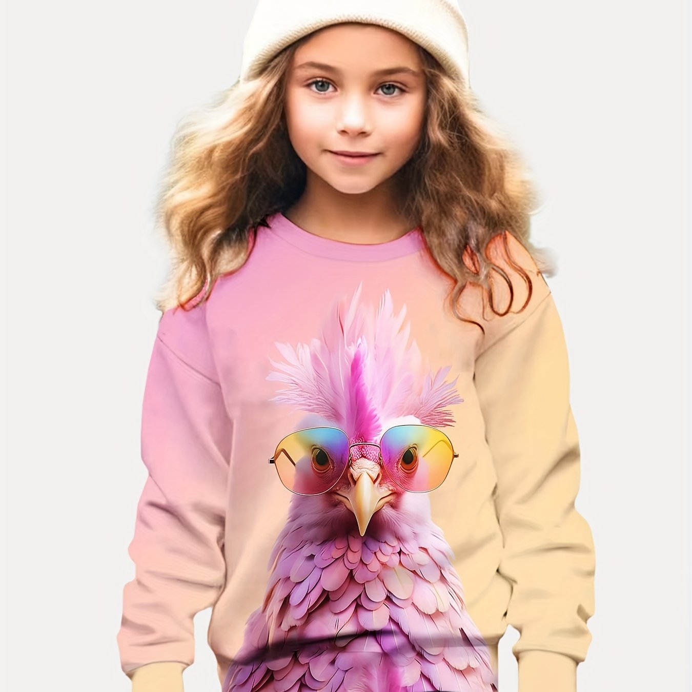 Girls Chicken Graphic Sweatshirt for Sports Spring Gift