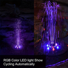 Solar Fountain with Lights, 8 Nozzles for Bird Bath, Pond, Fish Tank