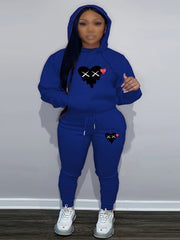 Heart Graphic Hoodie & Joggers Set