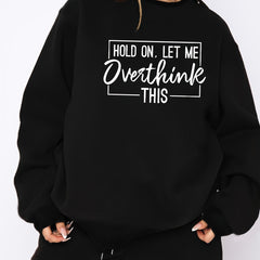 Slogan Print Fleece Sweatshirt & Shorts Set