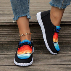 Women's Block Stripe Summer Shoes Thick Sole Casual Lightweight Shoes