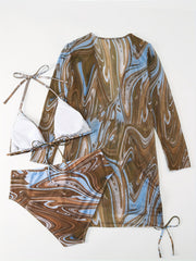 Marble Print Bikini Set & Cover Ups Plus Size