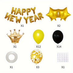 Happy New Year Foil Balloon Set - Party Decoration