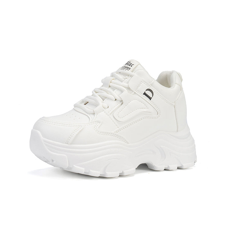 Lightweight Lace Up Running Sports Shoes Comfort Solid Thick Sole Sneakers