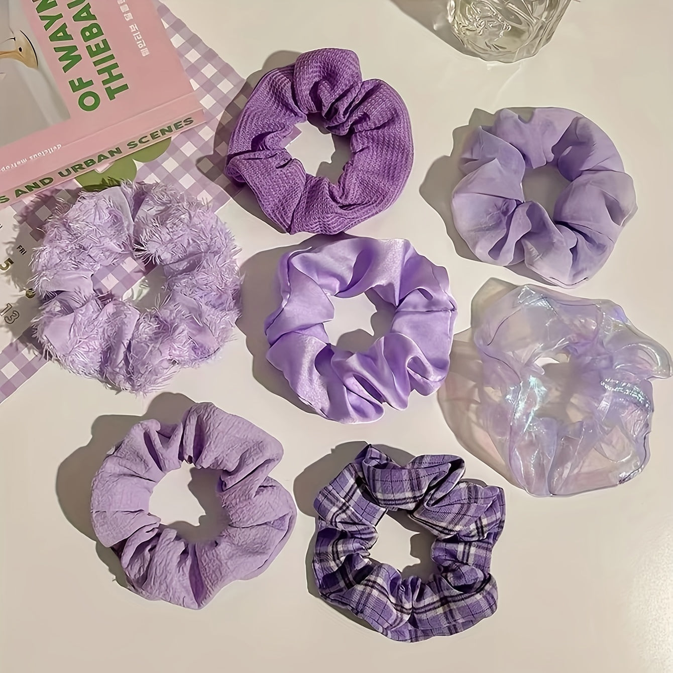 7pcs Summer Romantic Hair Tie Hair Bands Ponytail Holders Girls Hair Accessories