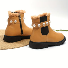 Girls' Fleece Zipper Boots - Warm & Non Slip