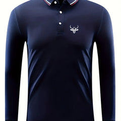 Men's Long Sleeve Lapel Golf Tennis Sports Shirt Top