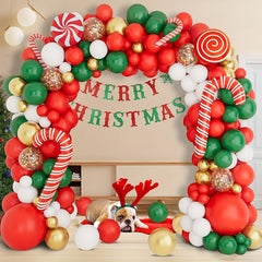 118pcs Christmas Balloon Garland Arch Kit Red Green Golden Balloons