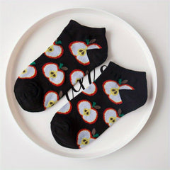 Fruit & Food Print Ankle Socks & Funny Low Cut Socks Women's Stockings