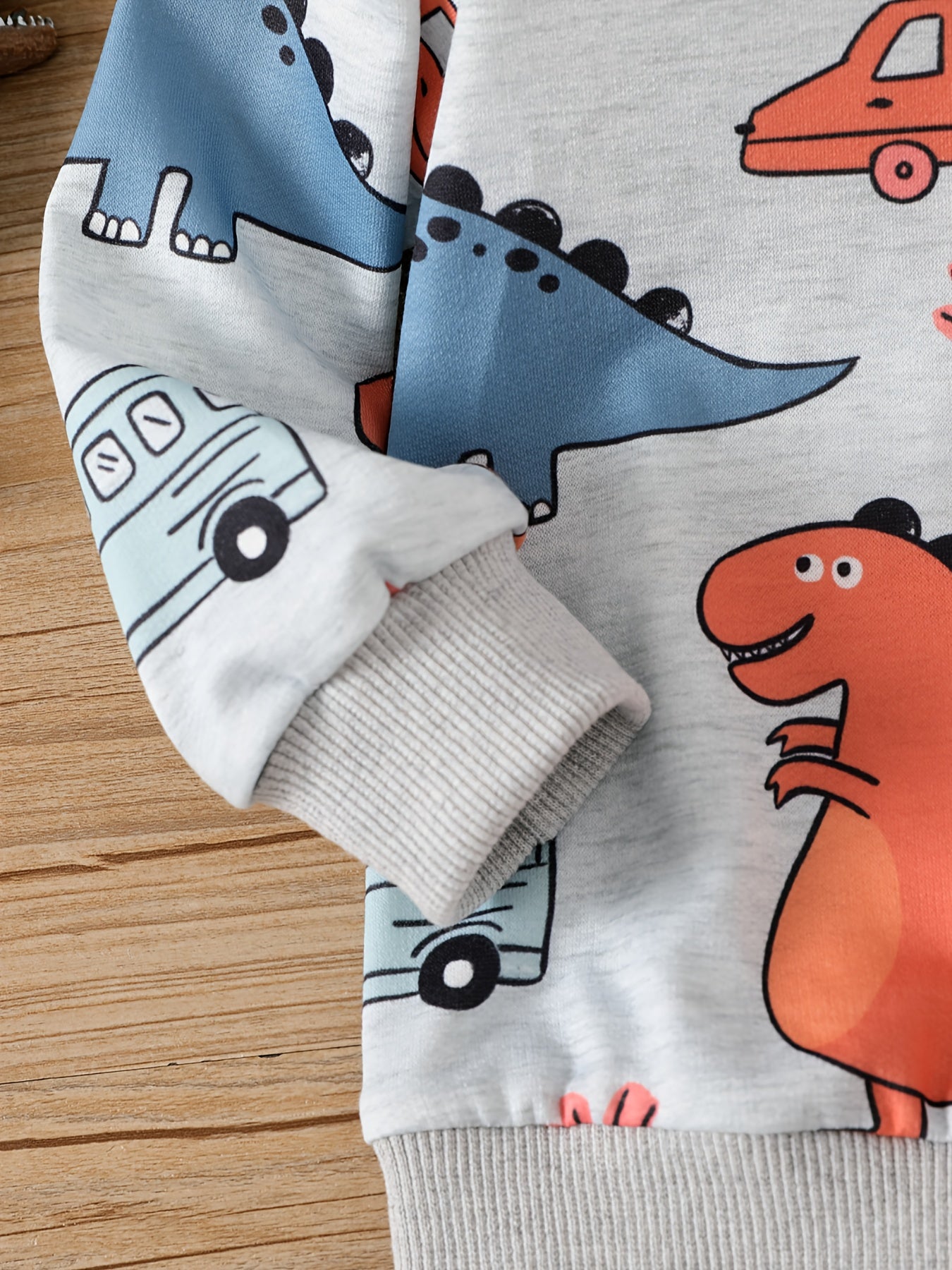 Boys Dino Car Print Sweatsuit Hoodie Coat